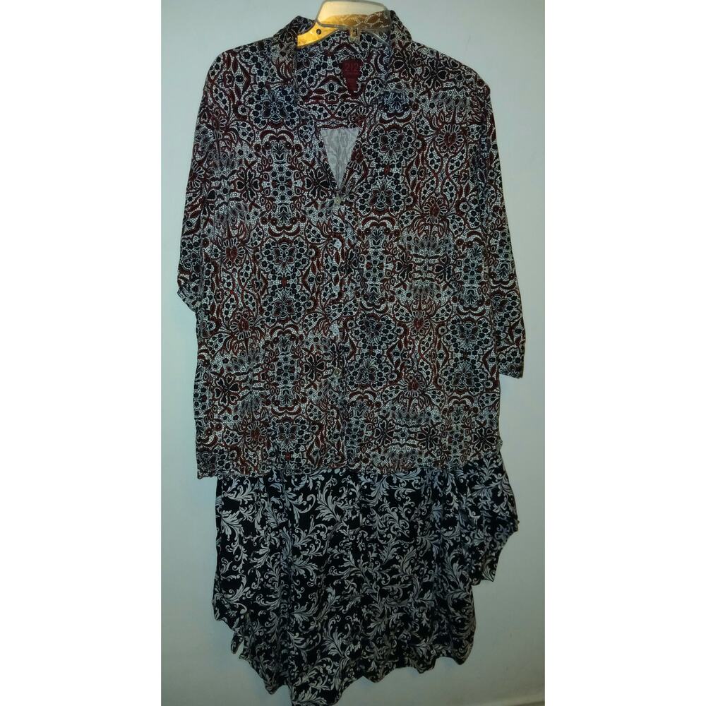 Lot 2 Black White Print 212 Collection Size 3X Career Blouses Button Up Tops 26